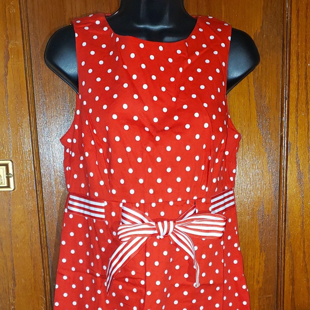 Jessica Howard Womens Red White Polka Dot Sleeveless Dress Size 10